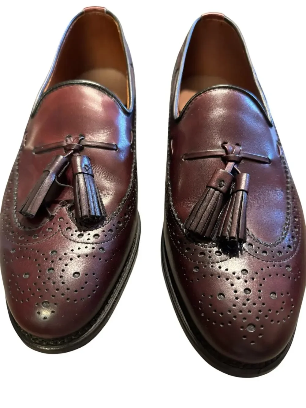 Allen Edmonds Manchester Tassel Loafer Shoe Men Size 9 Burgundy Leather